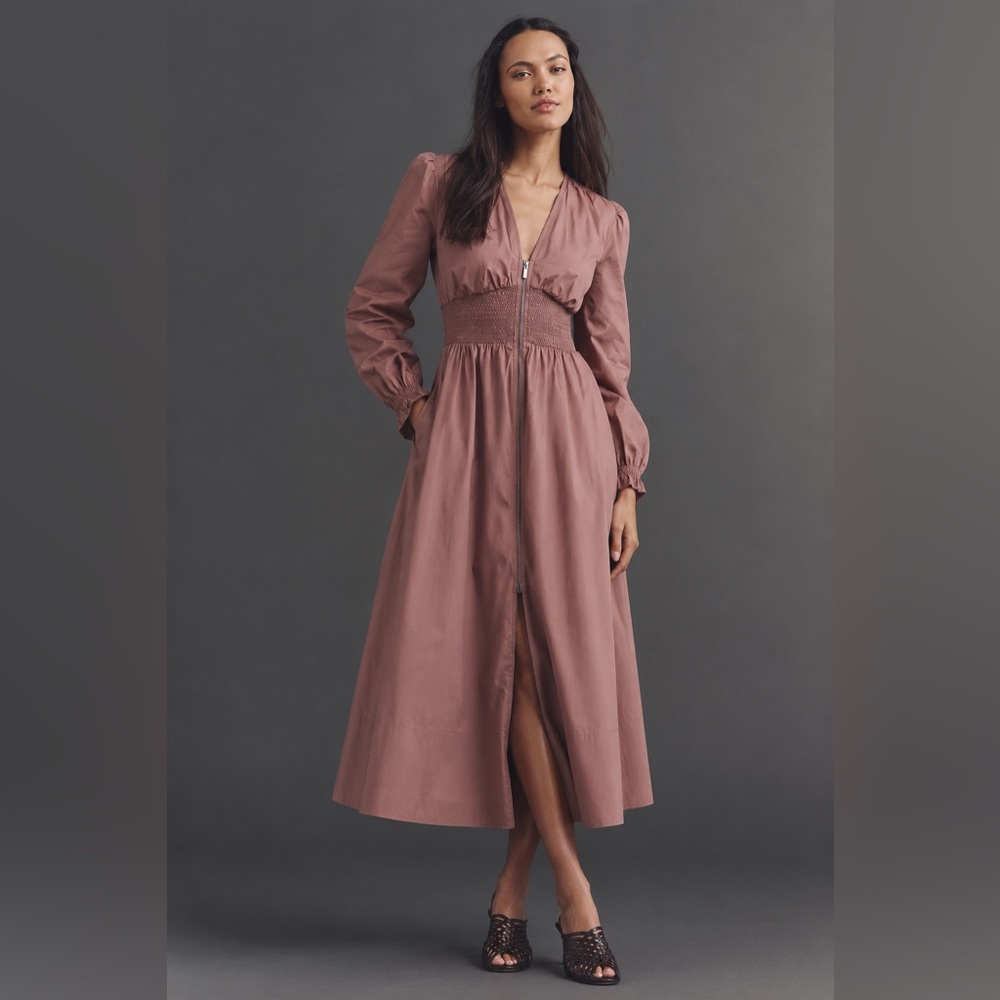 NEW! Banana Republic Cotton Poplin Smocked-Waist Maxi Dress - Size XS 🕰️